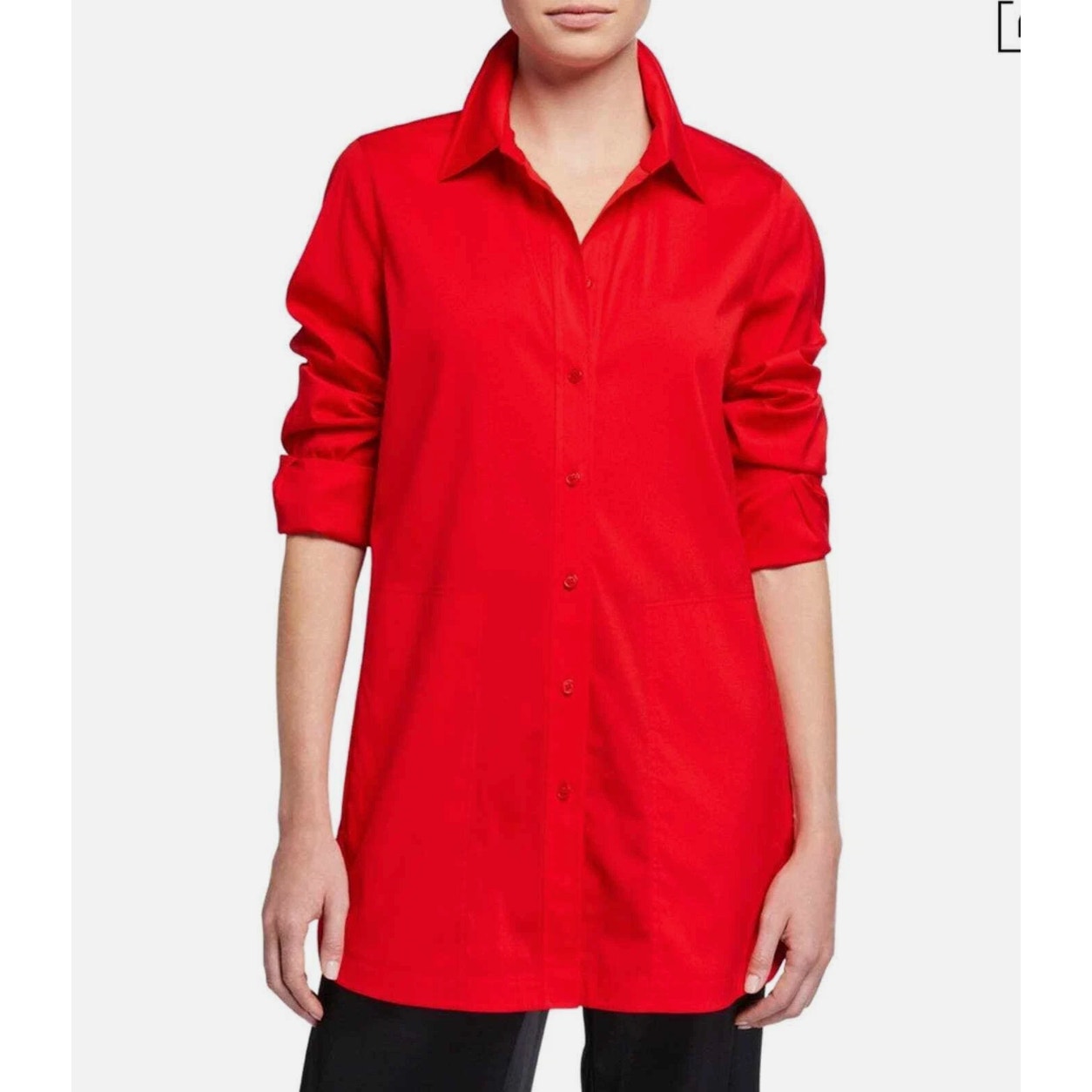 Lafayette 148 New York Womens Xs Red Michelle Long Sleeve Button Up Shirt New
